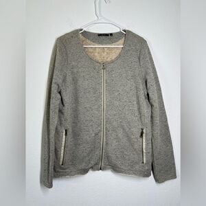 OPUS NWOT Ribbed Soft Cotton Stretch Racer Zip Up Jacket Size M/ 42 EU Faux Fur